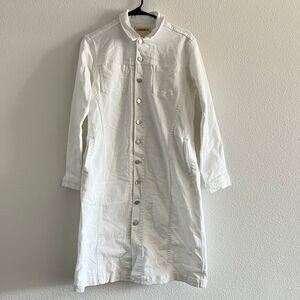 L'Agence Vienna Denim Jacket Long Womens Small White Tiny Flaw